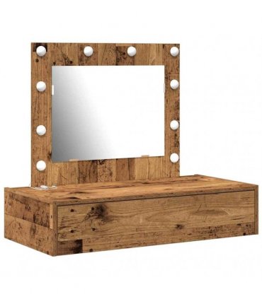 vidaXL Dressing Table Brown 83 x 40 x 70 cm Engineered Wood — Colour: Old wood, Model: with led