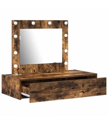 vidaXL Dressing Table Brown 83 x 40 x 70 cm Engineered Wood — Colour: Smoked oak, Model: with led