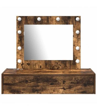 vidaXL Dressing Table Brown 83 x 40 x 70 cm Engineered Wood — Colour: Smoked oak, Model: with led