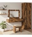 vidaXL Dressing Table Brown 100 x 40 x 70 cm Engineered Wood — Colour: Smoked oak, Model: with led