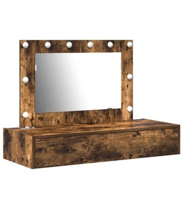 vidaXL Dressing Table Brown 100 x 40 x 70 cm Engineered Wood — Colour: Smoked oak, Model: with led