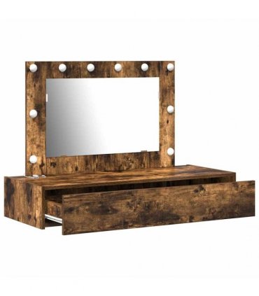 vidaXL Dressing Table Brown 100 x 40 x 70 cm Engineered Wood — Colour: Smoked oak, Model: with led