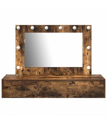 vidaXL Dressing Table Brown 100 x 40 x 70 cm Engineered Wood — Colour: Smoked oak, Model: with led
