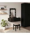 vidaXL Dressing Table Black 60 x 40 x 70 cm Engineered Wood — Colour: Black oak, Model: with led