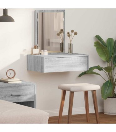 vidaXL Dressing Table with Drawer Grey 60 x 40 x 70 cm Engineered Wood — Colour: Grey sonoma, Model: without led