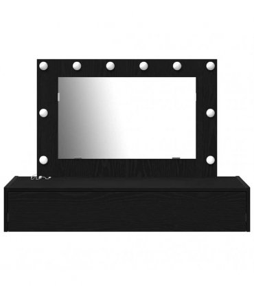 vidaXL Dressing Table Black 100 x 40 x 70 cm Engineered Wood — Colour: Black oak, Model: with led