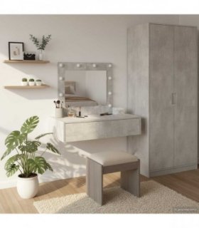vidaXL Dressing Table with Drawer Grey 83 x 40 x 70 cm Engineered Wood — Colour: Concrete grey, Model: with led