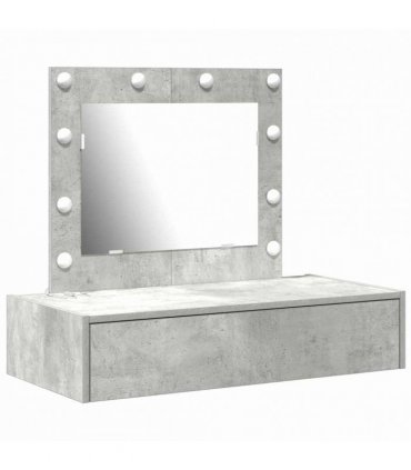 vidaXL Dressing Table with Drawer Grey 83 x 40 x 70 cm Engineered Wood — Colour: Concrete grey, Model: with led