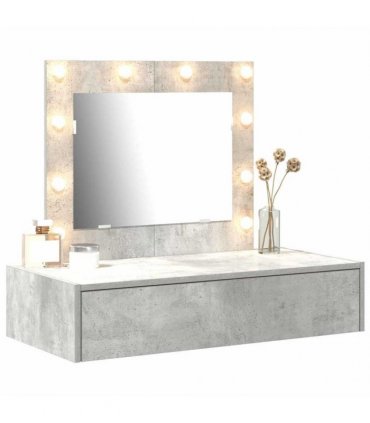 vidaXL Dressing Table with Drawer Grey 83 x 40 x 70 cm Engineered Wood — Colour: Concrete grey, Model: with led