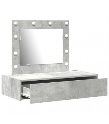 vidaXL Dressing Table with Drawer Grey 83 x 40 x 70 cm Engineered Wood — Colour: Concrete grey, Model: with led