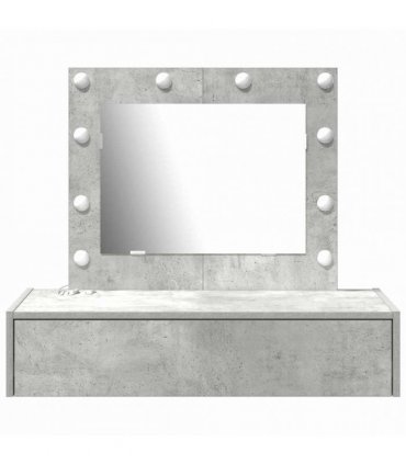 vidaXL Dressing Table with Drawer Grey 83 x 40 x 70 cm Engineered Wood — Colour: Concrete grey, Model: with led