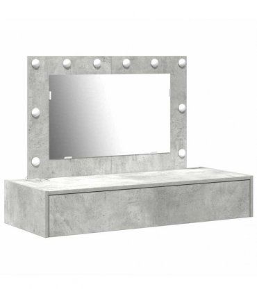 vidaXL Dressing Table Grey 100 x 40 x 70 cm Engineered Wood — Colour: Concrete grey, Model: with led