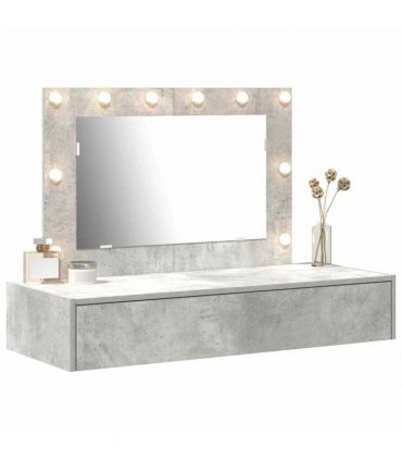 vidaXL Dressing Table Grey 100 x 40 x 70 cm Engineered Wood — Colour: Concrete grey, Model: with led