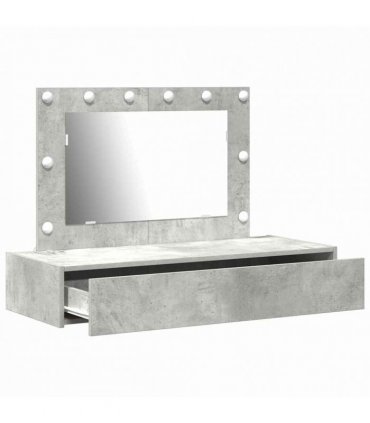 vidaXL Dressing Table Grey 100 x 40 x 70 cm Engineered Wood — Colour: Concrete grey, Model: with led