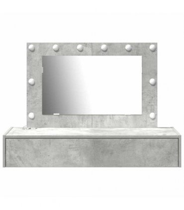 vidaXL Dressing Table Grey 100 x 40 x 70 cm Engineered Wood — Colour: Concrete grey, Model: with led