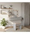 vidaXL Dressing Table Grey 100 x 40 x 70 cm Engineered Wood — Colour: Grey sonoma, Model: with led