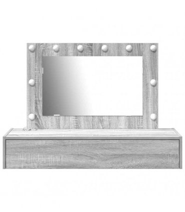 vidaXL Dressing Table Grey 100 x 40 x 70 cm Engineered Wood — Colour: Grey sonoma, Model: with led