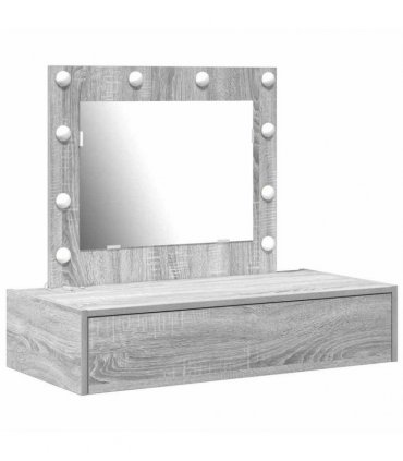 vidaXL Dressing Table with Drawer Grey 83 x 40 x 70 cm Engineered Wood — Colour: Grey sonoma, Model: with led