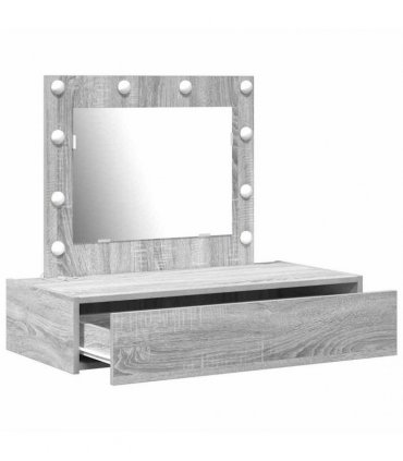 vidaXL Dressing Table with Drawer Grey 83 x 40 x 70 cm Engineered Wood — Colour: Grey sonoma, Model: with led