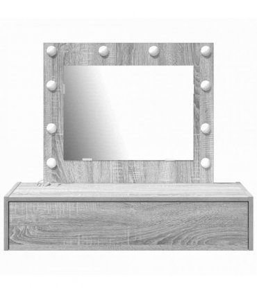 vidaXL Dressing Table with Drawer Grey 83 x 40 x 70 cm Engineered Wood — Colour: Grey sonoma, Model: with led