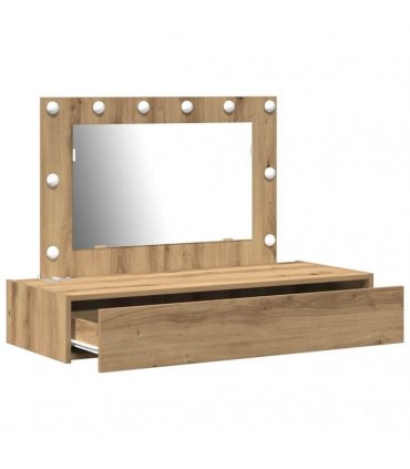 vidaXL Dressing Table Brown 100 x 40 x 70 cm Engineered Wood — Colour: Artisan oak, Model: with led