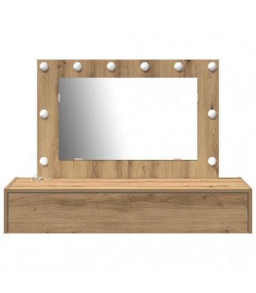 vidaXL Dressing Table Brown 100 x 40 x 70 cm Engineered Wood — Colour: Artisan oak, Model: with led