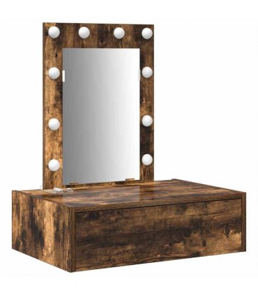 vidaXL Dressing Table Brown 60 x 40 x 70 cm Engineered Wood — Colour: Smoked oak, Model: with led