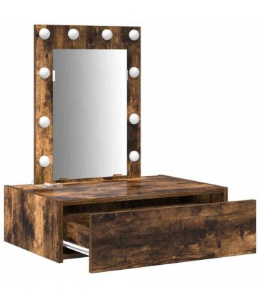 vidaXL Dressing Table Brown 60 x 40 x 70 cm Engineered Wood — Colour: Smoked oak, Model: with led