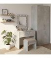vidaXL Dressing Table with Drawer Grey 60 x 40 x 70 cm Engineered Wood — Colour: Concrete grey, Model: with led