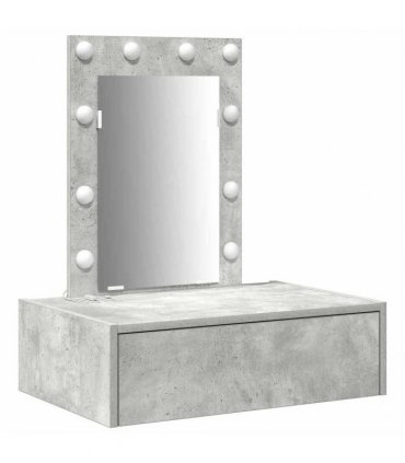 vidaXL Dressing Table with Drawer Grey 60 x 40 x 70 cm Engineered Wood — Colour: Concrete grey, Model: with led