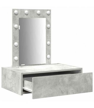 vidaXL Dressing Table with Drawer Grey 60 x 40 x 70 cm Engineered Wood — Colour: Concrete grey, Model: with led