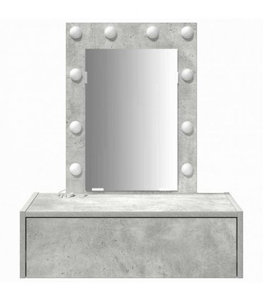 vidaXL Dressing Table with Drawer Grey 60 x 40 x 70 cm Engineered Wood — Colour: Concrete grey, Model: with led