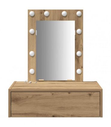 vidaXL Dressing Table Brown 60 x 40 x 70 cm Engineered Wood — Colour: Artisan oak, Model: with led