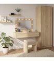 vidaXL Dressing Table Brown 100 x 40 x 70 cm Engineered Wood — Colour: Sonoma oak, Model: with led