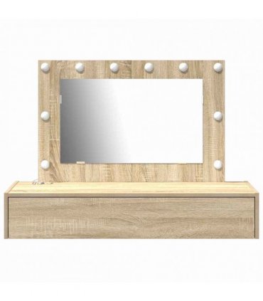 vidaXL Dressing Table Brown 100 x 40 x 70 cm Engineered Wood — Colour: Sonoma oak, Model: with led