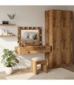 vidaXL Dressing Table Brown 100 x 40 x 70 cm Engineered Wood — Colour: Old wood, Model: with led