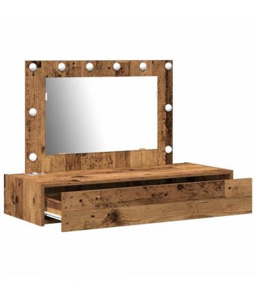 vidaXL Dressing Table Brown 100 x 40 x 70 cm Engineered Wood — Colour: Old wood, Model: with led