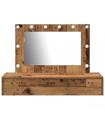 vidaXL Dressing Table Brown 100 x 40 x 70 cm Engineered Wood — Colour: Old wood, Model: with led