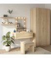 vidaXL Dressing Table Brown 60 x 40 x 70 cm Engineered Wood — Colour: Sonoma oak, Model: with led