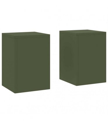 vidaXL Plant Stand 2 pcs Olive green 24 x 24 x 35 cm Steel — Model: 2x (35 cm)