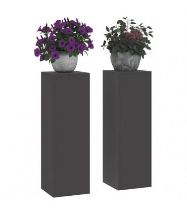 vidaXL Plant Stand 2 pcs Black 24 x 24 x 75 cm Steel — Model: 2x (75 cm)