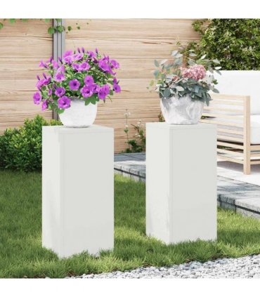 vidaXL Plant Stand 2 pcs White 24 x 24 x 55 cm Steel — Model: 2x (55 cm)