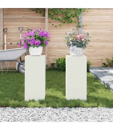 vidaXL Plant Stand 2 pcs White 24 x 24 x 55 cm Steel — Model: 2x (55 cm)