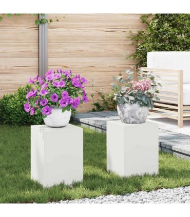 vidaXL Plant Stand 2 pcs White 24 x 24 x 35 cm Steel — Model: 2x (35 cm)