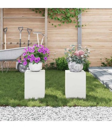vidaXL Plant Stand 2 pcs White 24 x 24 x 35 cm Steel — Model: 2x (35 cm)