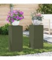 vidaXL Plant Stand 2 pcs Olive green 24 x 24 x 55 cm Steel — Model: 2x (55 cm)