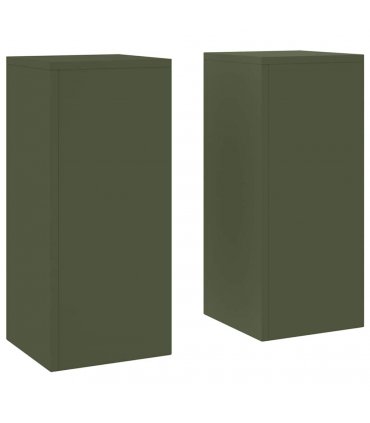 vidaXL Plant Stand 2 pcs Olive green 24 x 24 x 55 cm Steel — Model: 2x (55 cm)