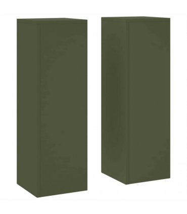 vidaXL Plant Stand 2 pcs Olive green 24 x 24 x 75 cm Steel — Model: 2x (75 cm)