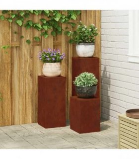 vidaXL Plant Stand 3 pcs Rusty Weathering Steel — Model: 3x (35/55/75 cm)