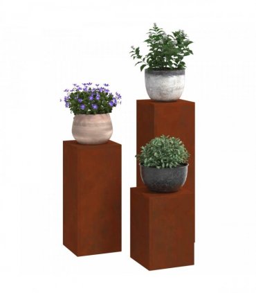 vidaXL Plant Stand 3 pcs Rusty Weathering Steel — Model: 3x (35/55/75 cm)